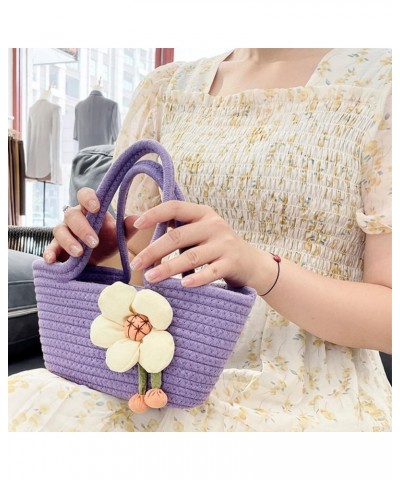 Cotton Tote Bag for Women Summer Beach Bags for Women Cute Flower Tote Bags for Women Holiday Tote Purse Bag Handbags Purple ...