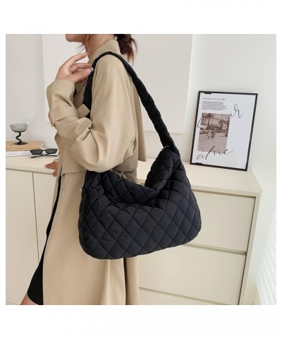 Fashion Women Purse Handbags Large Capacity Underarm Bag Rhombus Pattern Top-handle Bag Solid Portable Armpit for Lady Black ...