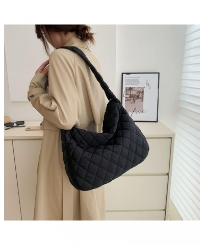 Fashion Women Purse Handbags Large Capacity Underarm Bag Rhombus Pattern Top-handle Bag Solid Portable Armpit for Lady Black ...