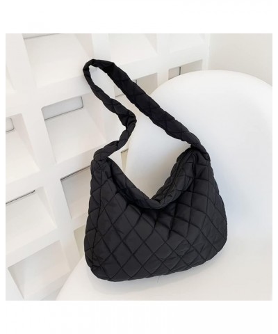 Fashion Women Purse Handbags Large Capacity Underarm Bag Rhombus Pattern Top-handle Bag Solid Portable Armpit for Lady Black ...