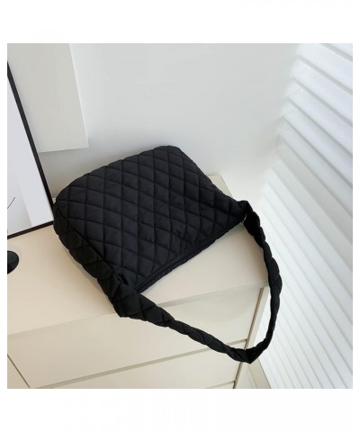 Fashion Women Purse Handbags Large Capacity Underarm Bag Rhombus Pattern Top-handle Bag Solid Portable Armpit for Lady Black ...