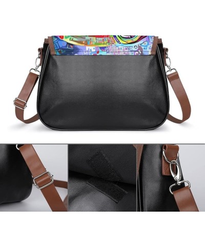 Leather Hobo Bags Women's Crossbody Shoulder Bag Classic City Top Handle Satchels Graffiti Hip Hop Color9 $28.99 Crossbody Bags