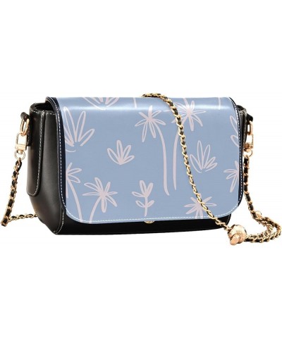 Dark Blue Star Women Leather Shoulder Bag Floral Women Crossbody Bag Purses Wallet Purse with Chain Strap Palm Tree Tropical ...