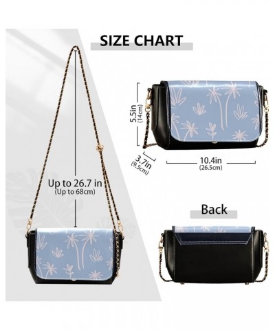 Dark Blue Star Women Leather Shoulder Bag Floral Women Crossbody Bag Purses Wallet Purse with Chain Strap Palm Tree Tropical ...