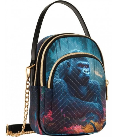 Women Crossbody Sling Bags Gorilla Jungle Print, Compact Fashion Handbags Purse with Chain Strap Top handle for Evening Party...