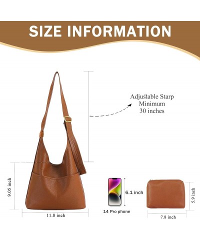 Faux Leather Hobo Bag for Women Large PU Leather Tote Bag Fashionable Stylish Shoulder Bag Women Trendy 2024 Double-brown $12...