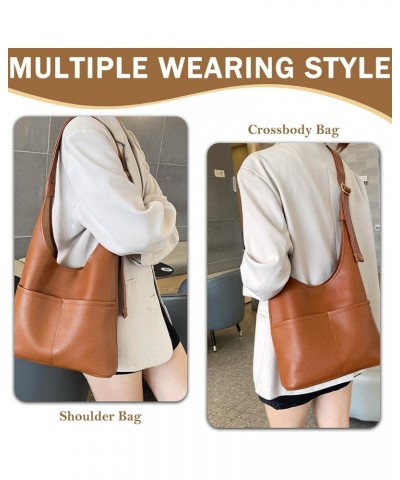 Faux Leather Hobo Bag for Women Large PU Leather Tote Bag Fashionable Stylish Shoulder Bag Women Trendy 2024 Double-brown $12...