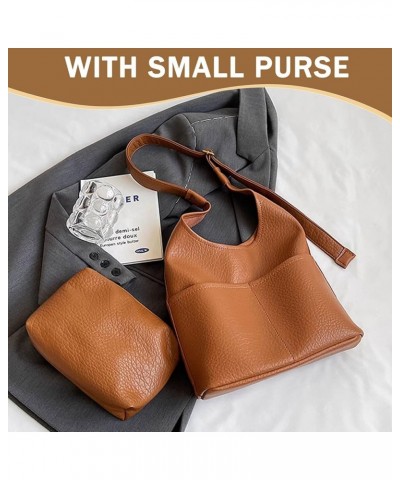 Faux Leather Hobo Bag for Women Large PU Leather Tote Bag Fashionable Stylish Shoulder Bag Women Trendy 2024 Double-brown $12...