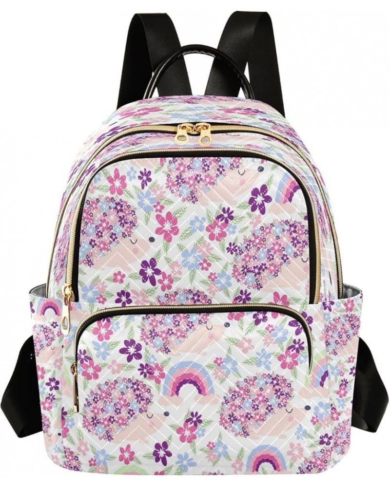 Flower Hedgehogs Blossom Women Backpack Purse Ladies Fashion Shoulder Bag Daypack Travel Bag 10L Small $18.89 Backpacks