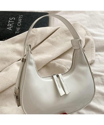 Women's Crescent Shoulder Bags Retro Y2k 90s Hobo Handbags Top Handle Y2k Underarm Bag Fashion Clutch Purses White $18.07 Totes