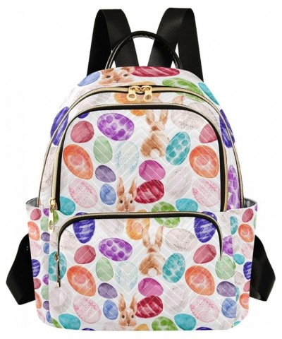 Easter Women Backpack Watercolor Bunny Eggs Cute Anti-Theft Travel Backpack Lightweight Handbag Roomy Weekend Bag Everyday Us...