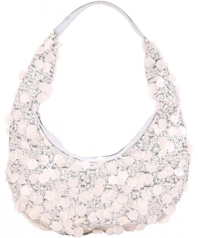 Women's Sequin Crescent Shape Underarm Shoulder Bag With Zipper Y2k Shiny Party Hobo Handbag for Evening Dating White $16.79 ...