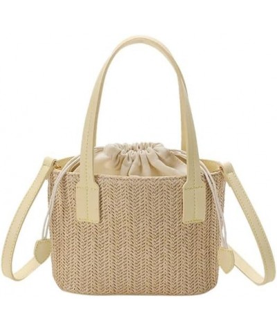 Women Small Straw Bag Mini Woven Bucket Bag Summer Beach Bag Fashion Crossbody Bag Top Handle Bag Shoulder Bag Handbag Yellow...