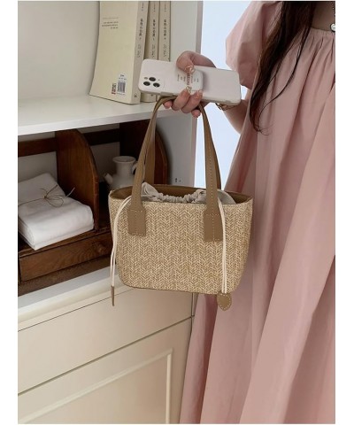 Women Small Straw Bag Mini Woven Bucket Bag Summer Beach Bag Fashion Crossbody Bag Top Handle Bag Shoulder Bag Handbag Yellow...