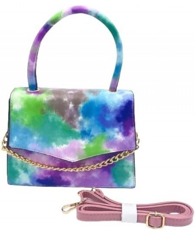 Faux Leather Tie Dye Crossbody Bag for Women with Detachable Strap Purple/Blue $13.44 Crossbody Bags