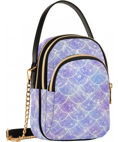 Small Crossbody Bags for Women Trendy Blue Tones Mermaid Scales Travel Sling Bag Women's Crossbody Handbags Satchel Bags $13....