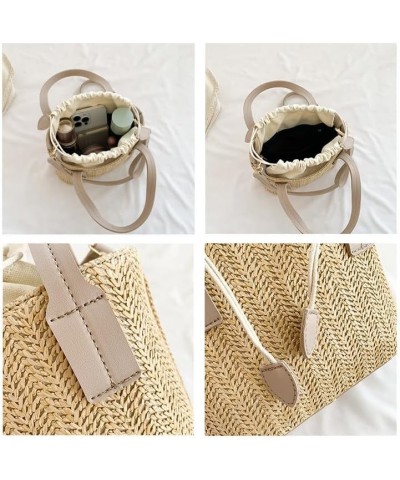 Women Small Straw Bag Mini Woven Bucket Bag Summer Beach Bag Fashion Crossbody Bag Top Handle Bag Shoulder Bag Handbag Yellow...