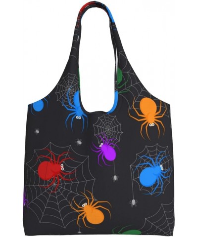 Halloween Spiders Single Shoulder Commuter Canvas Tote Bags For Women And Men Halloween Spiders23 $10.33 Totes