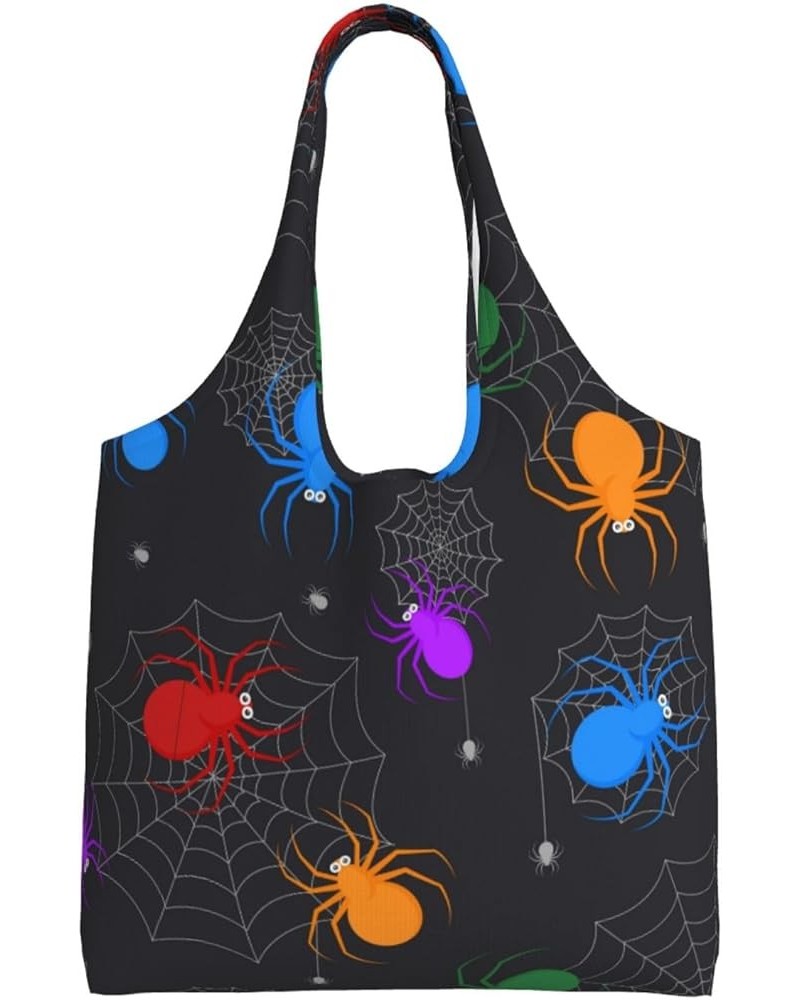 Halloween Spiders Single Shoulder Commuter Canvas Tote Bags For Women And Men Halloween Spiders23 $10.33 Totes