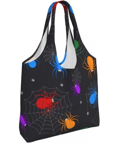 Halloween Spiders Single Shoulder Commuter Canvas Tote Bags For Women And Men Halloween Spiders23 $10.33 Totes