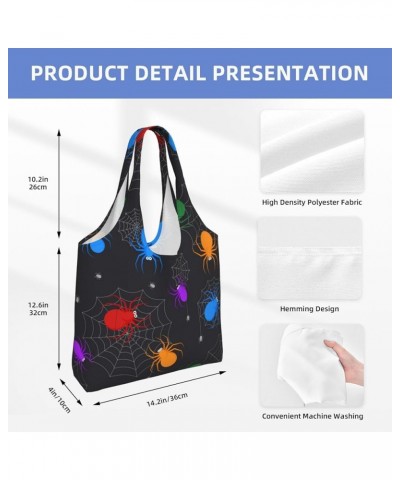 Halloween Spiders Single Shoulder Commuter Canvas Tote Bags For Women And Men Halloween Spiders23 $10.33 Totes