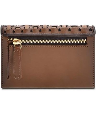 Women's Woven Wallet in Genuine Leather Brown, BD205RS $70.38 Wallets