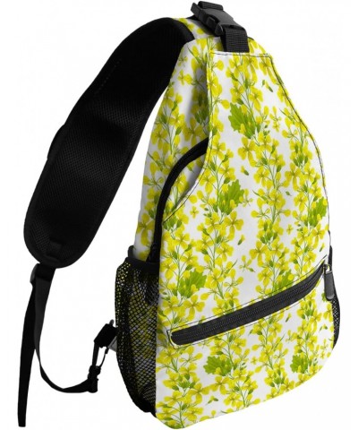 Sling Backpack, Spring Summer Yellow Flower Waterproof Lightweight Small Sling Bag, Travel Chest Bag Crossbody Shoulder Bag H...