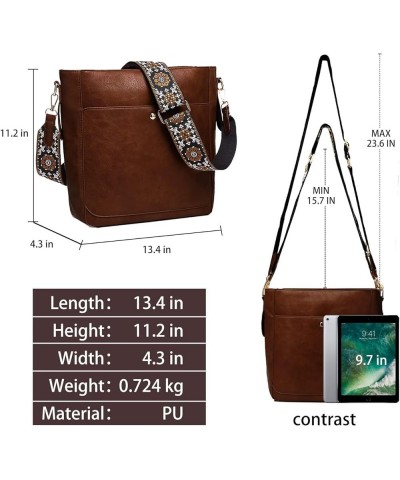 Crossbody Bags for Women Trendy Small Ladies Purses Handbags Vegan Leather Shoulder Bucket Bag with Guitar Straps Dark Brown ...