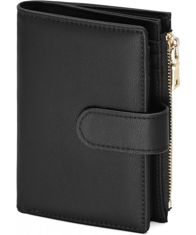 Small Wallets for Women Leather RFID Blocking Bifold Zipper Pocket Wallet Card Case Purse with ID Window Type 1 Black $14.99 ...