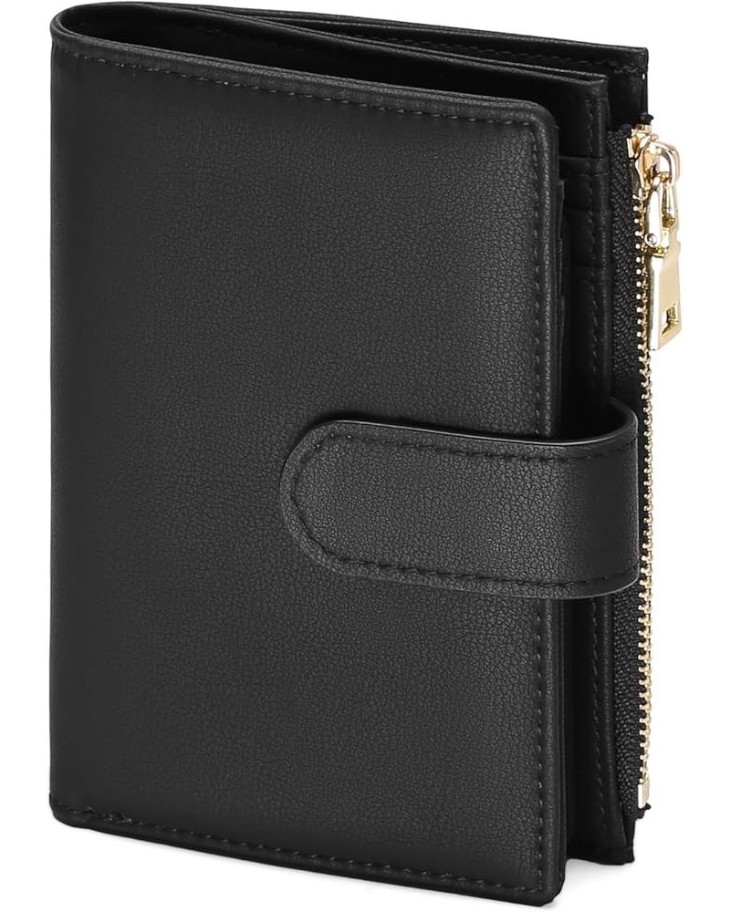 Small Wallets for Women Leather RFID Blocking Bifold Zipper Pocket Wallet Card Case Purse with ID Window Type 1 Black $14.99 ...