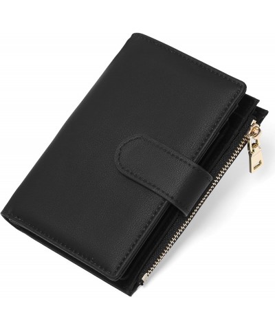 Small Wallets for Women Leather RFID Blocking Bifold Zipper Pocket Wallet Card Case Purse with ID Window Type 1 Black $14.99 ...