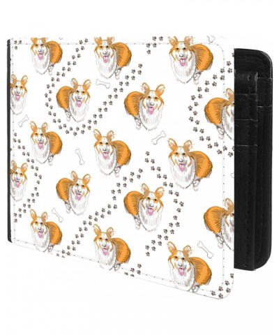 Unique Desige Pattern - Corgi Dog and Paws, Slim Front Pocket Wallet Billfold RFID Blocking $10.42 Wallets