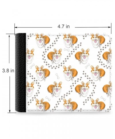 Unique Desige Pattern - Corgi Dog and Paws, Slim Front Pocket Wallet Billfold RFID Blocking $10.42 Wallets