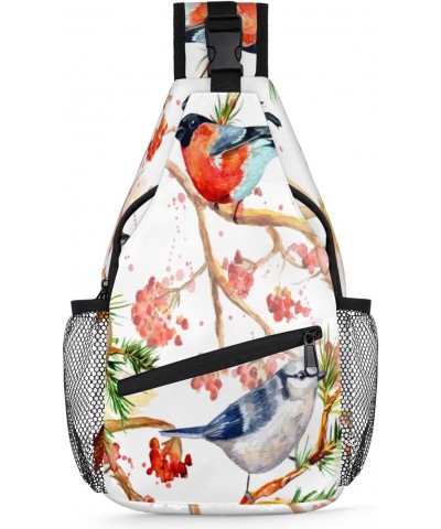 Watercolor Painting Birds Sling Bag for Women Crossbody Backpack Purse Shoulder Casual Daypack Cross Body Bags for Travel Cyc...