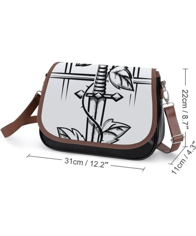 Printed Crossbody Bags Women City Leather Shoulder Bag Satchel Hobo Bags Trendy Unicorn Skull Rainbow Color2 $26.99 Hobo Bags