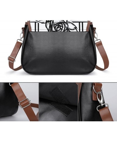 Printed Crossbody Bags Women City Leather Shoulder Bag Satchel Hobo Bags Trendy Unicorn Skull Rainbow Color2 $26.99 Hobo Bags