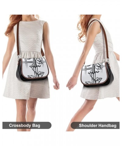 Printed Crossbody Bags Women City Leather Shoulder Bag Satchel Hobo Bags Trendy Unicorn Skull Rainbow Color2 $26.99 Hobo Bags