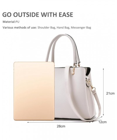 Ladies Elegant Handbags Medium Tote Handbags Top Handle Bag PU Leather Shoulder Bag Crossbody Bag White $25.74 Handbags