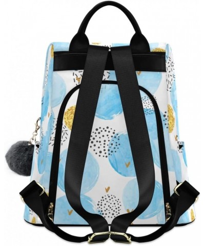 Backpack Purse for Women Fashion Travel Anti-theft Circles Cute Blue Watercolor Daypack Casual Shoulder Bag Medium Size $22.2...