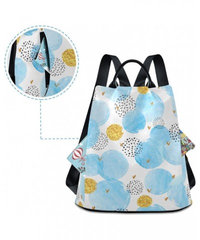 Backpack Purse for Women Fashion Travel Anti-theft Circles Cute Blue Watercolor Daypack Casual Shoulder Bag Medium Size $22.2...