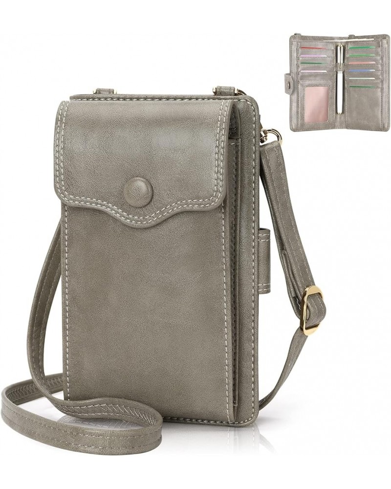 Cell Phone Purse Crossbody for Women, Butterfly Leather Phone Crossbody Bags for Women X1967-gray $9.84 Crossbody Bags