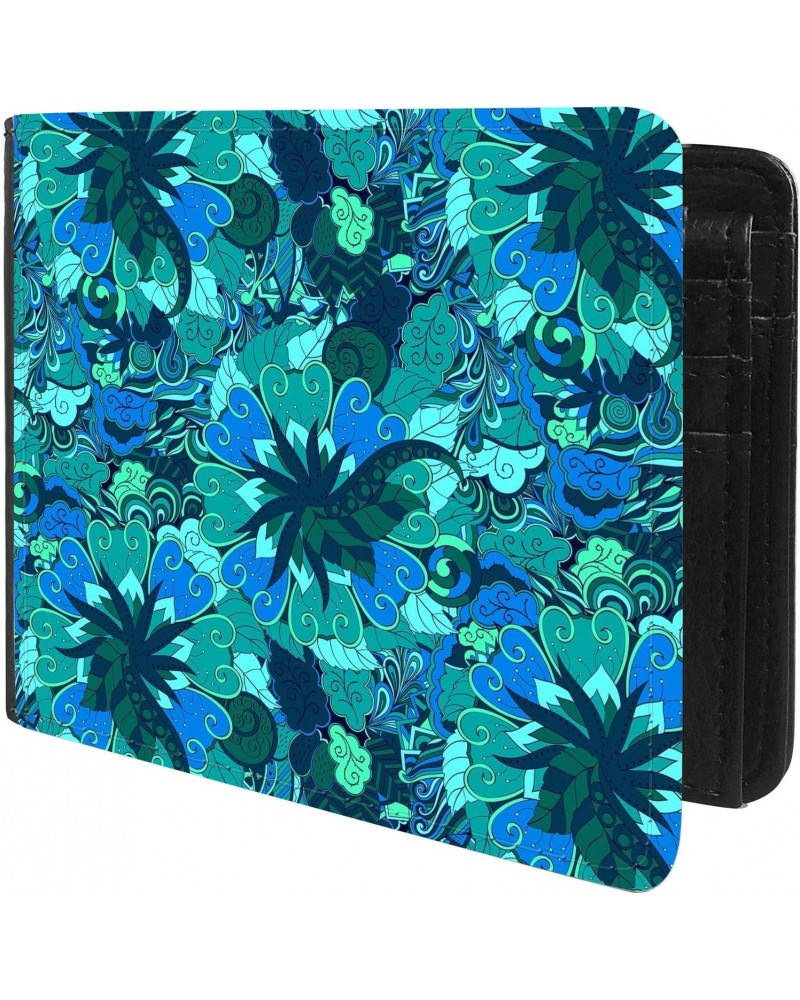 Unique Desige Pattern - Psychedelic abstract floral pattern, Slim Front Pocket Wallet Billfold RFID Blocking $8.96 Wallets