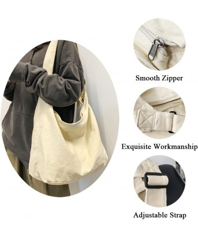 Washed Canvas Bag Solid Color Crossbody Bag for Women Tote Purse Shoulder Handbag with Adjustable Strap Beige $15.32 Shoulder...