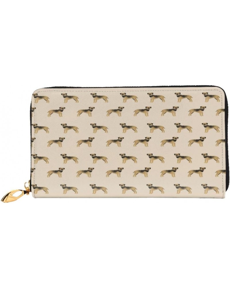 Long Handbag Purse Wristlet Bag Card Holder Wallet-Border Terrier Dog Leather Wallet For Women Men $18.86 Wristlets