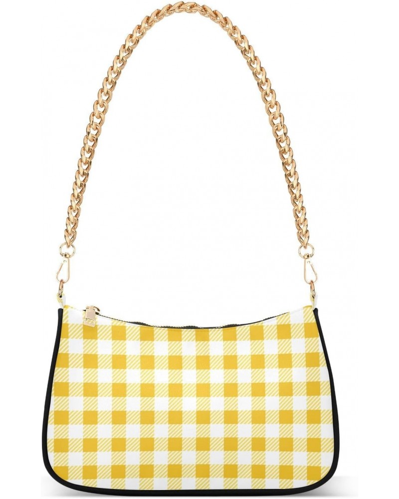 Shoulder Bag Gingham Cute Yellow Plaid Women Clutch Handbag Shoulder Purch Boho Bag Date Chain Bag Tote Bag Spring Holiday Bi...