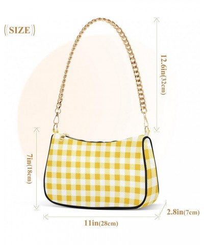 Shoulder Bag Gingham Cute Yellow Plaid Women Clutch Handbag Shoulder Purch Boho Bag Date Chain Bag Tote Bag Spring Holiday Bi...