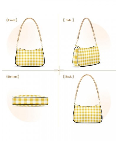 Shoulder Bag Gingham Cute Yellow Plaid Women Clutch Handbag Shoulder Purch Boho Bag Date Chain Bag Tote Bag Spring Holiday Bi...