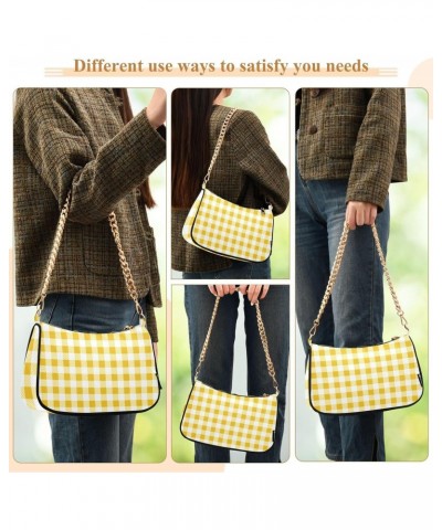 Shoulder Bag Gingham Cute Yellow Plaid Women Clutch Handbag Shoulder Purch Boho Bag Date Chain Bag Tote Bag Spring Holiday Bi...