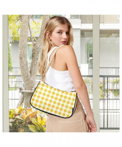 Shoulder Bag Gingham Cute Yellow Plaid Women Clutch Handbag Shoulder Purch Boho Bag Date Chain Bag Tote Bag Spring Holiday Bi...