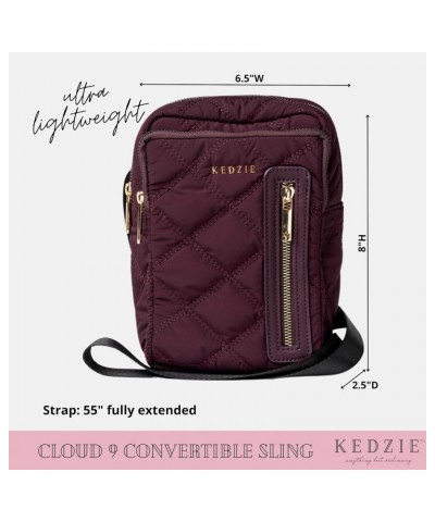 Cloud 9 Quilted Puffer Convertible Sling Bag (Mulberry) & Interchangeable 2-Inch Bag Strap (24 Carat Tan V2) $31.85 Backpacks